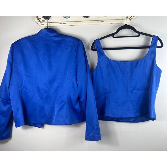 Z Studio 2 pc Formal Jacket & Sleeveless Top Blue Bead Accent Size 18 - Picture 2 of 12